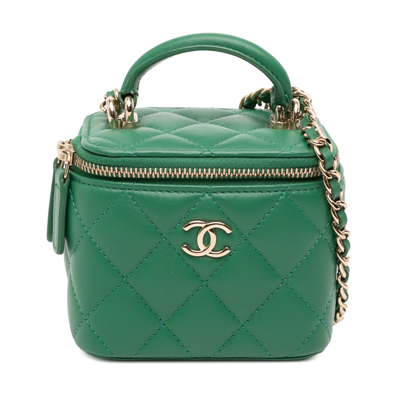 Pre-Loved Chanel Mini CC Quilted Lambskin Top Handle Vanity Case With Chain - Picture 1 of 11